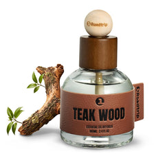 1Roadtrip front bottle view showing teak wood label and elegant glass, appeals to travelers