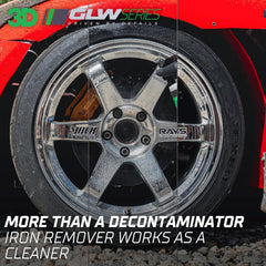 3D being sprayed onto wheel showing easy application and quick decontamination