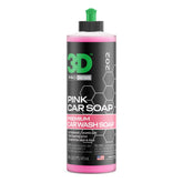 3D pink car soap front bottle shows product and cherry scent benefit