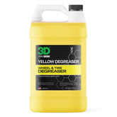 3D yellow degreaser front label showing gallon bottle and clear benefits
