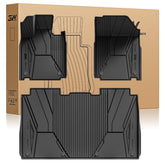 3W front floor mat in Cybertruck showing snug fit and protection