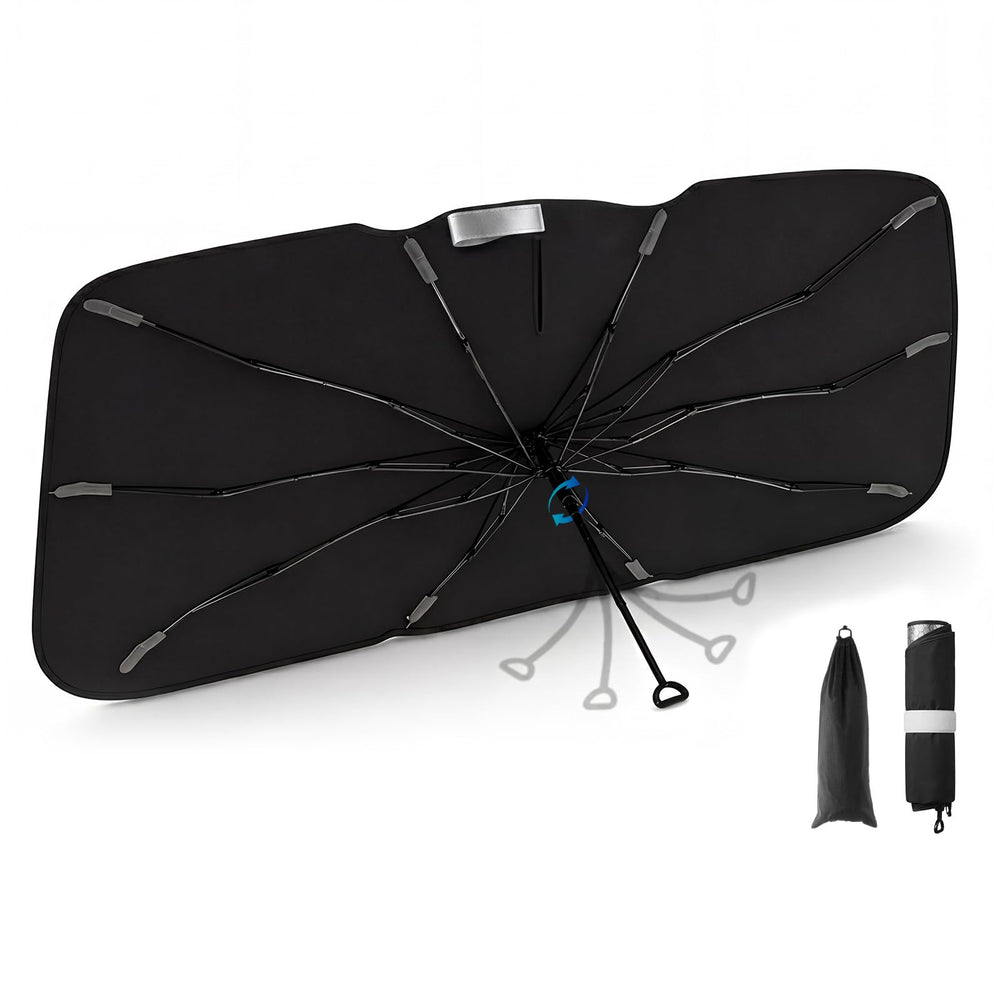 3W windshield umbrella front view showing full coverage and sun protection