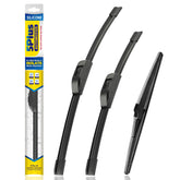 5 PLUS front packaged wipers showing full 3-pack and sizes for quick selection