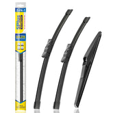 5 PLUS front view of three-pack wiper blades showing fit and packaging benefit