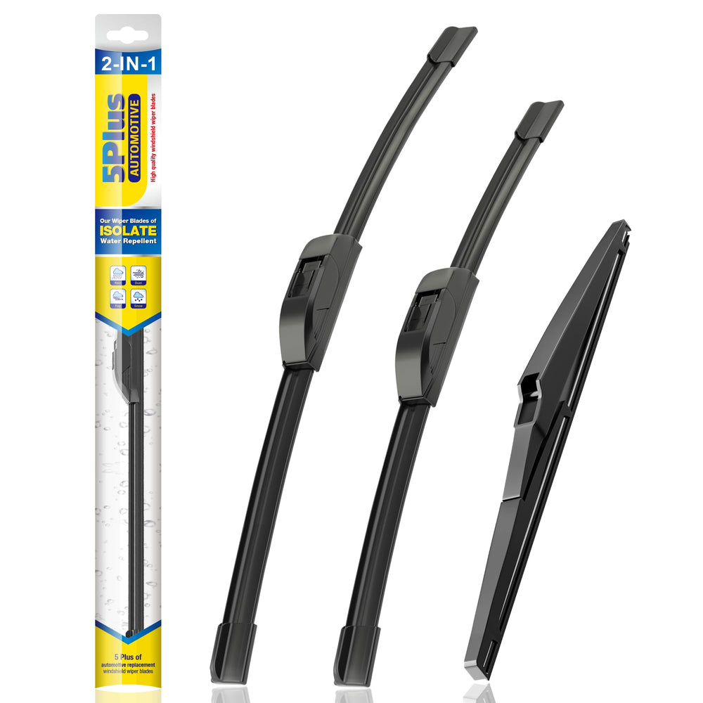5 PLUS front packaging showing three wipers and fitment for Jeep Compass benefits easy identification