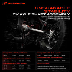 A-Premium left and right axle lengths compared to illustrate correct fit advantages