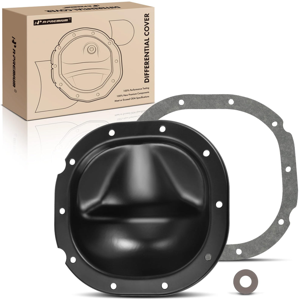 A-Premium front view differential cover showing durable steel and bolt pattern, improving axle protection