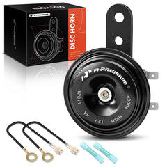 A-Premium disc horn front view showing compact 76mm design and visibility benefit