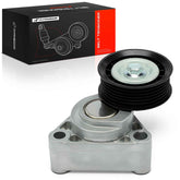 A-Premium front view of belt tensioner assembly showing mounting points and pulley benefit: correct fit