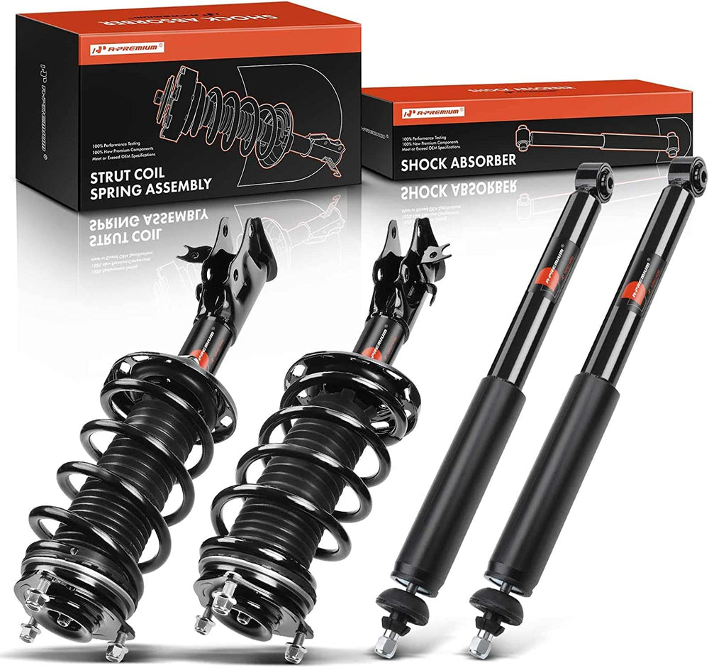 A-Premium front complete strut assembly front view showing direct replacement benefit