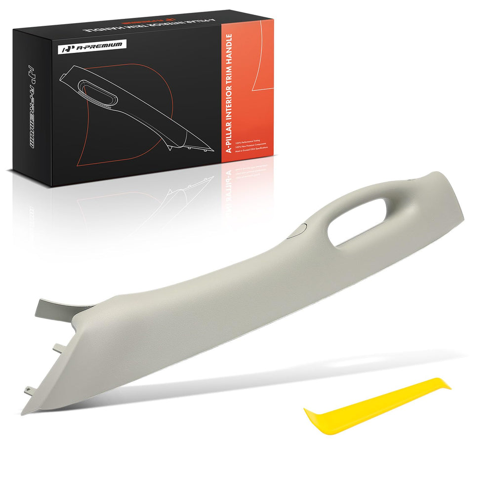 A-Premium front view of beige A-pillar grab handle showing OEM look and fit