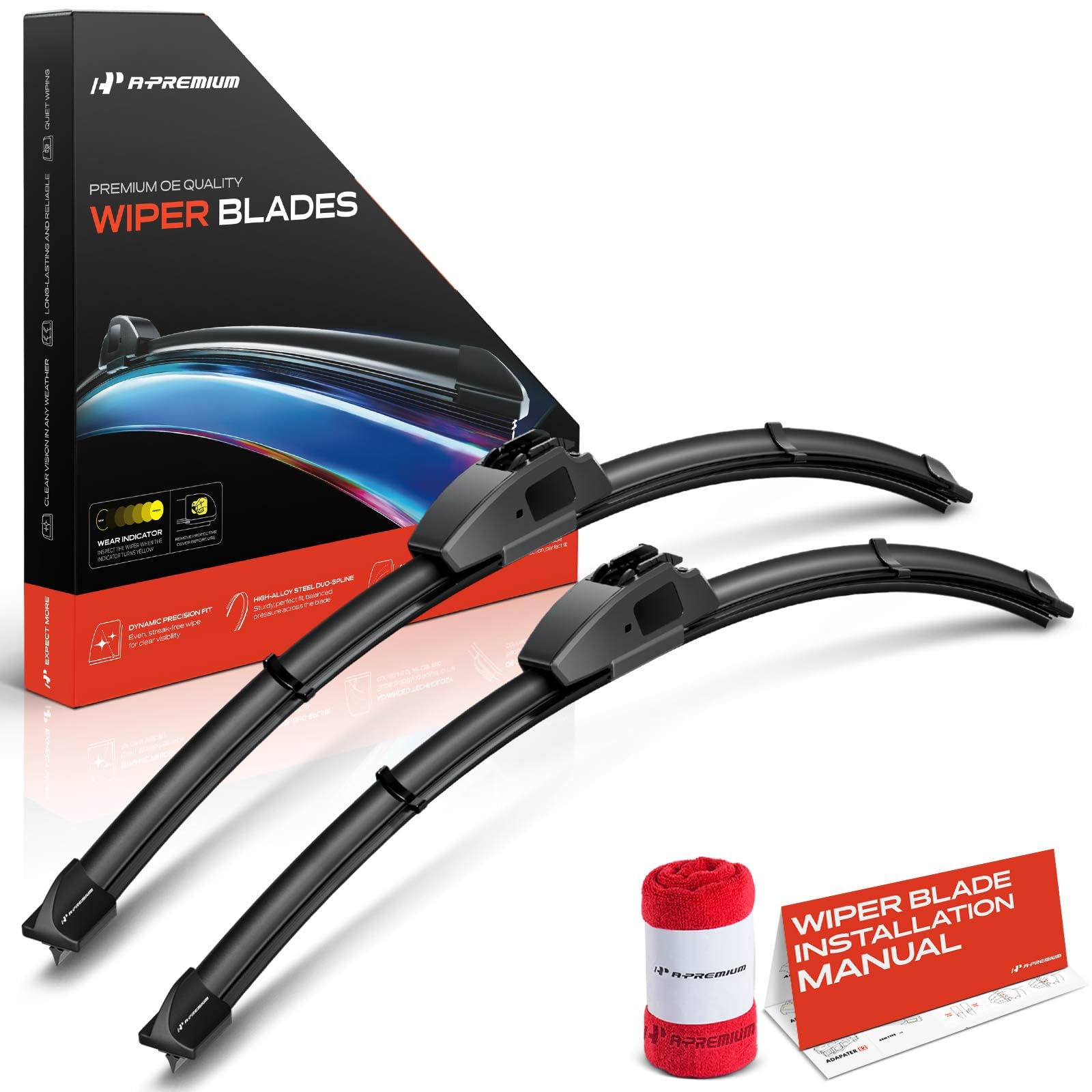 A-Premium front packaging showing two 24-inch blades and towel protecting your purchase