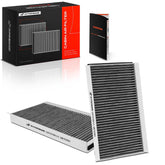 A-Premium front packaging showing cabin filter pair and compatible BMW models benefit: clear replacement choice