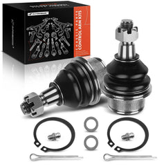 A-Premium front lower ball joints in packaging showing both pieces and benefits