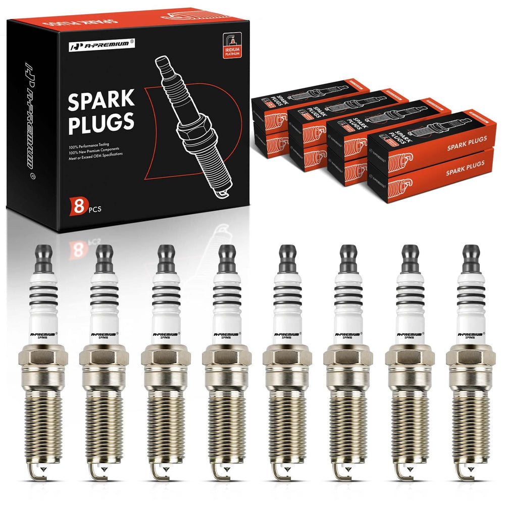 A-Premium front packaging showing eight spark plugs and product labeling benefit: easy identification