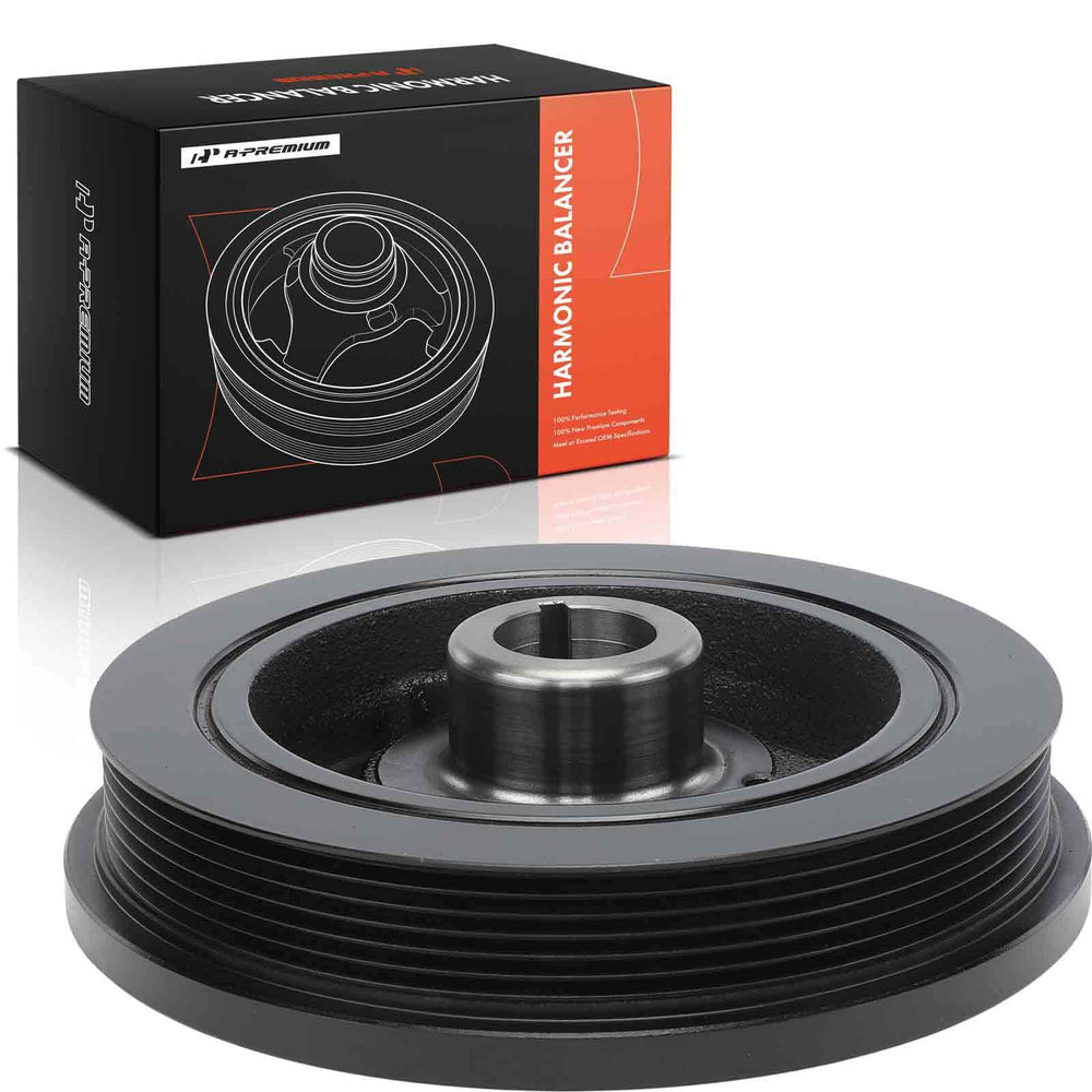 A-Premium front view harmonic balancer showing full face and grooves for correct belt alignment