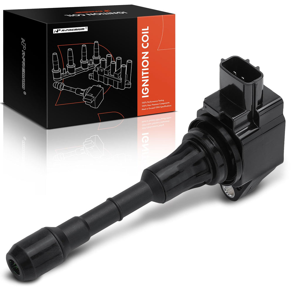 A-Premium front view ignition coil showing compact design and direct-fit benefit