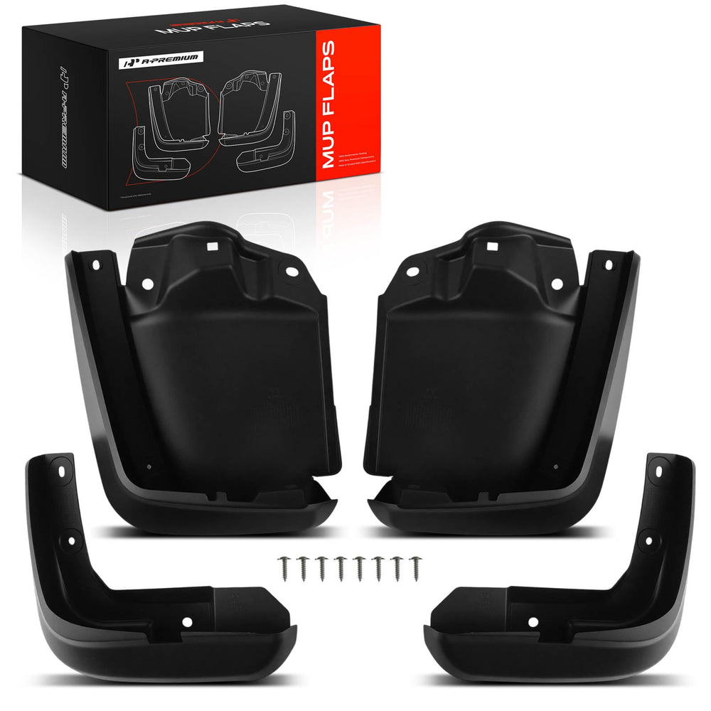 A-Premium front view packaging showing complete mud flap kit and fitment benefit