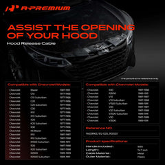 A-Premium hood release handle close-up pictured to show mounting detail and ergonomic pull benefit