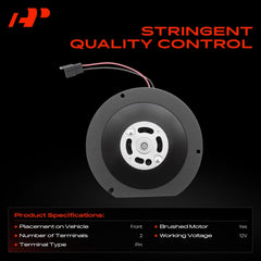 A-Premium heater blower motor side profile demonstrating OE-style housing