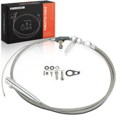 A-Premium front view of kickdown cable kit showing full packaged contents and fitment benefits
