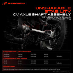 A-Premium left front axle full-length view, durable replacement benefit