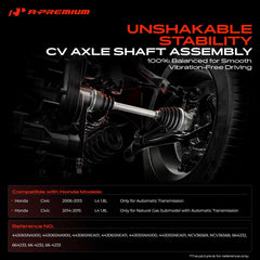 A-Premium left front axle close-up showing durable boot and shaft benefit