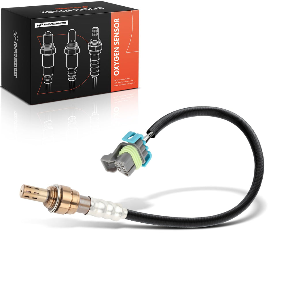 A-Premium front view of downstream O2 sensor showing complete assembly and fitment benefits
