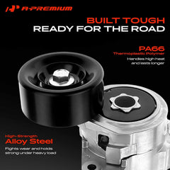 A-Premium side profile showing tensioner arm and pulley, ensures correct alignment