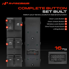 A-Premium switch close-up with blue backlight for nighttime visibility