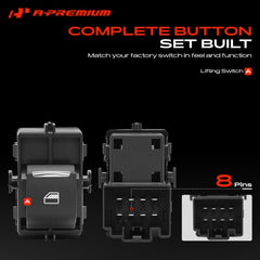 A-Premium switch installed in a rear door panel demonstrating correct fitment