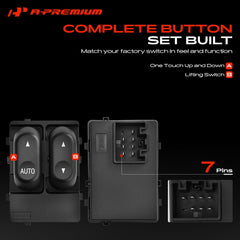 A-Premium switch mounted in truck door demonstrating direct-fit replacement benefit