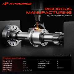 A-Premium close-up of metal impeller showing durable construction and flow