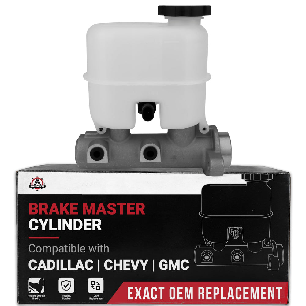 AA Ignition front view of master cylinder showing mounting points and direct-fit design benefit