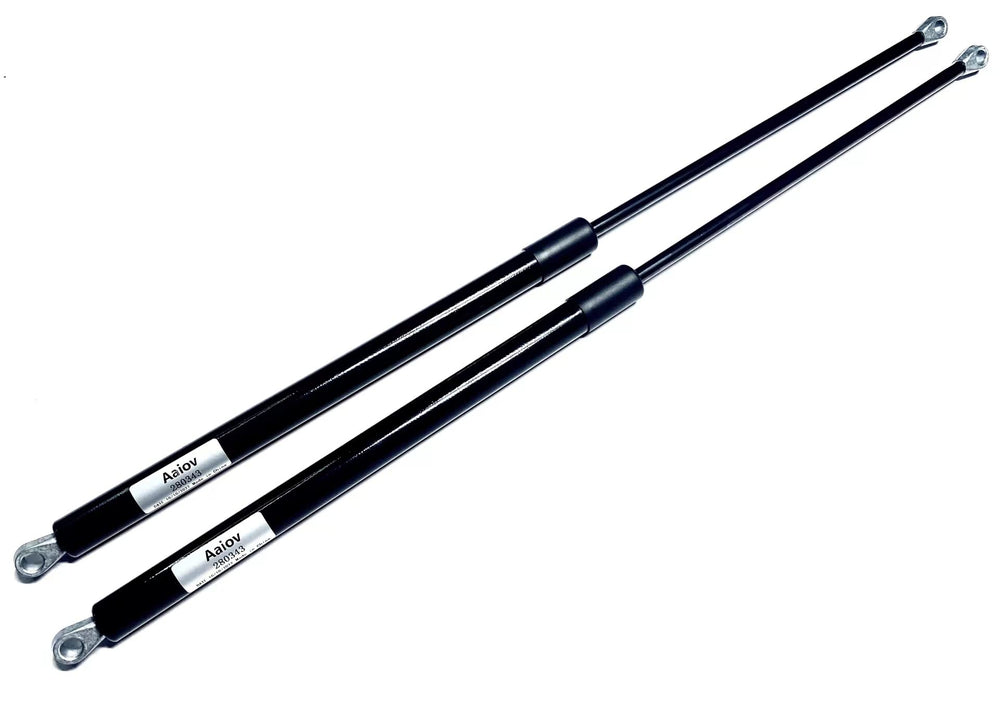 Aaiov front view of replacement 28 inch gas struts showing product and labels, reliable fit