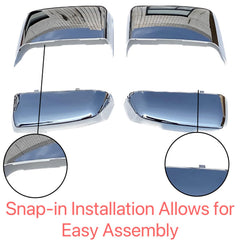 ABAGAEL chrome mirror cap installed on Silverado towing mirror showing improved appearance