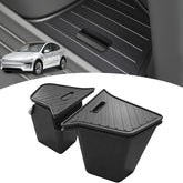 Abvesi front view installed in Model Y Juniper showing neat concealed storage benefit