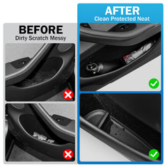 Abystar rear door tray fitted in Model Y Juniper keeping items organized