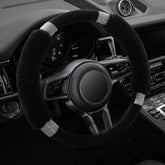 Achiou front view of fluffy steering wheel cover shows design and fit benefit