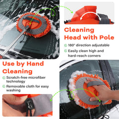 ACTREY five-sided soft-bristle brush top view cleaning wide vehicle surfaces safely
