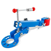 Acymner fender roller front view showing tool assembly and handle for controlled reforming