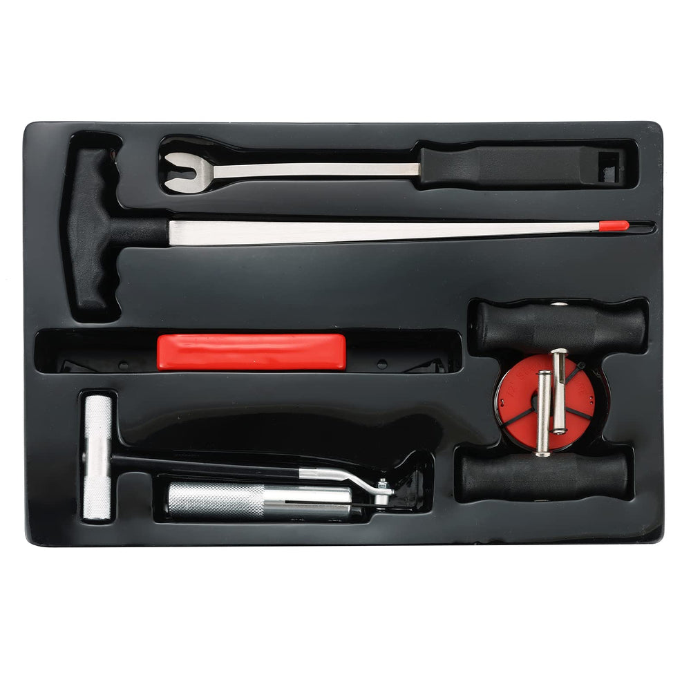 Acymner front packed kit showing all seven tools and organized layout for quick access