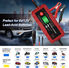 Adakiit connected to a car battery with LCD active for clear status updates