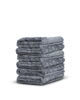 Adam's Polishes front pack view showing six grey borderless towels and product branding, highlights completeness