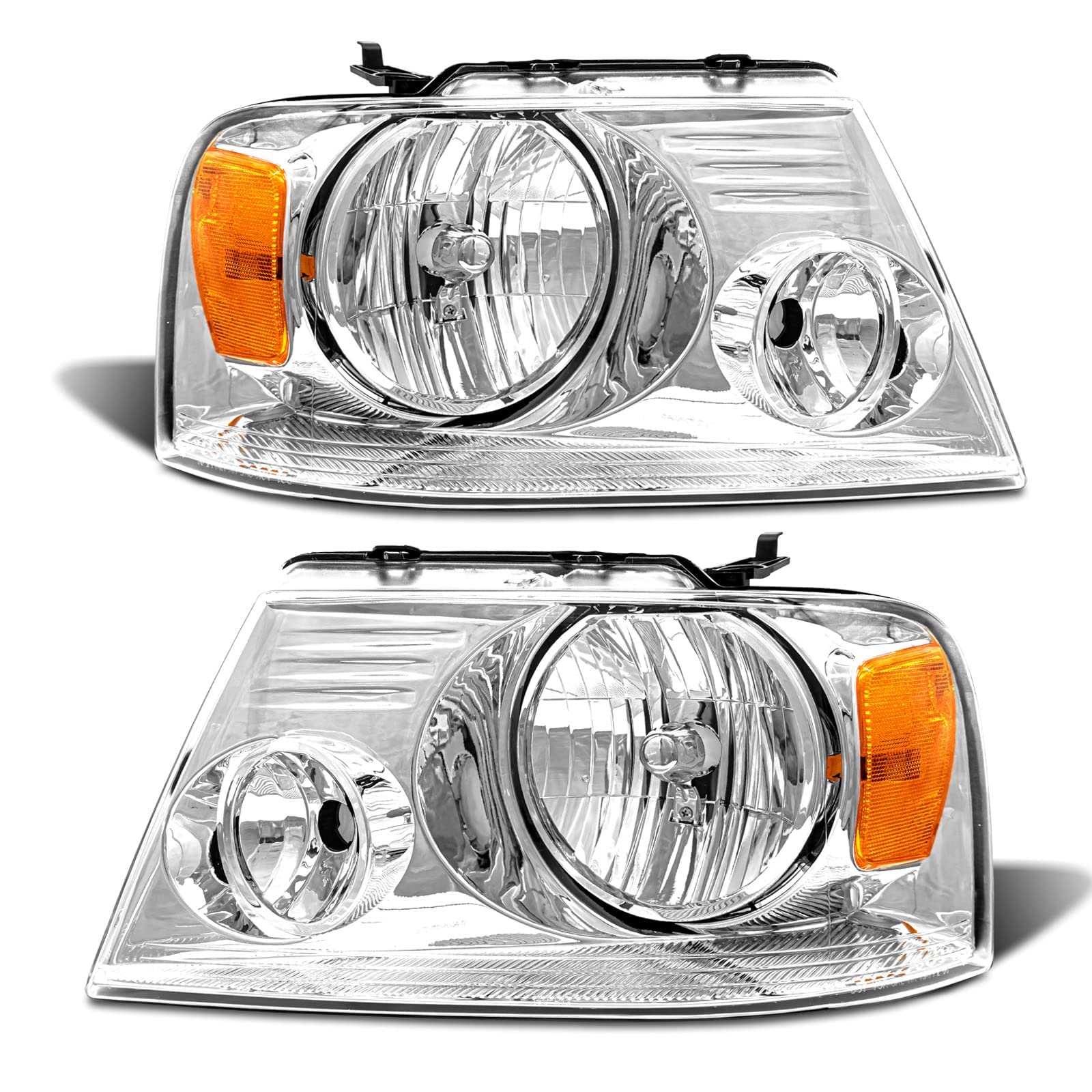 ADCARLIGHTS front assembly showing clear lens and chrome housing for factory look