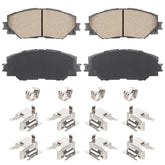 Aeagle front ceramic brake pads packaging showing full four-piece set and fitment benefits