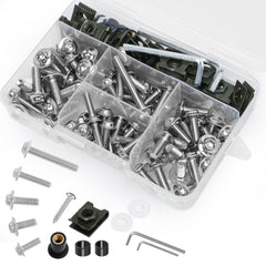 AEEAST front view of full 177-piece kit showing organized fasteners for easy selection