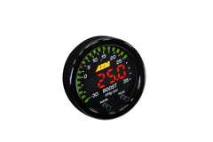 AEM gauge faceplate close-up showing textured black dial for reduced glare