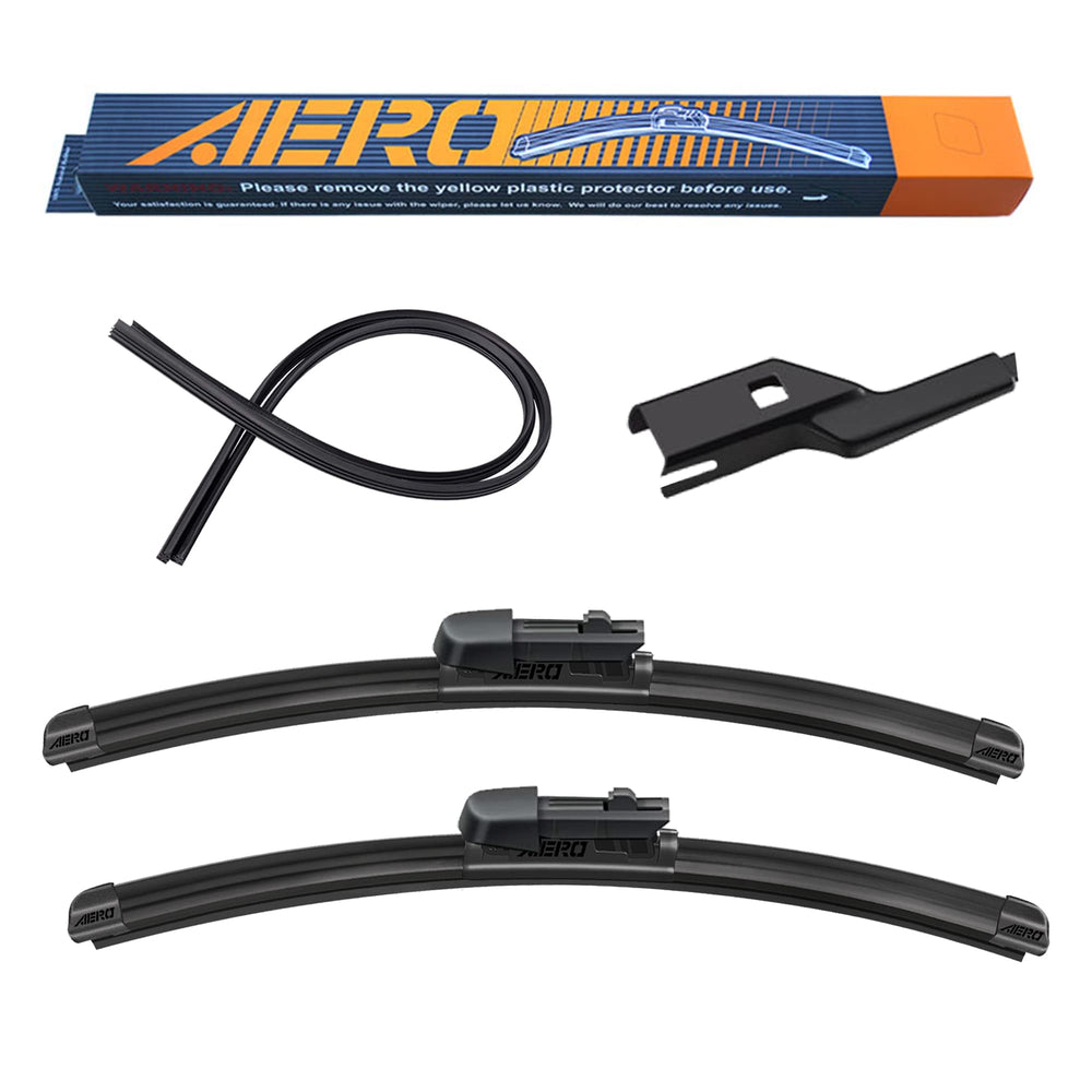 AERO front blades packaging showing Subaru-compatible fit and easy replacement
