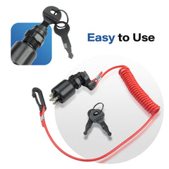 AFEISOL safety lanyard close-up showing clip and extendable cord for emergency stop